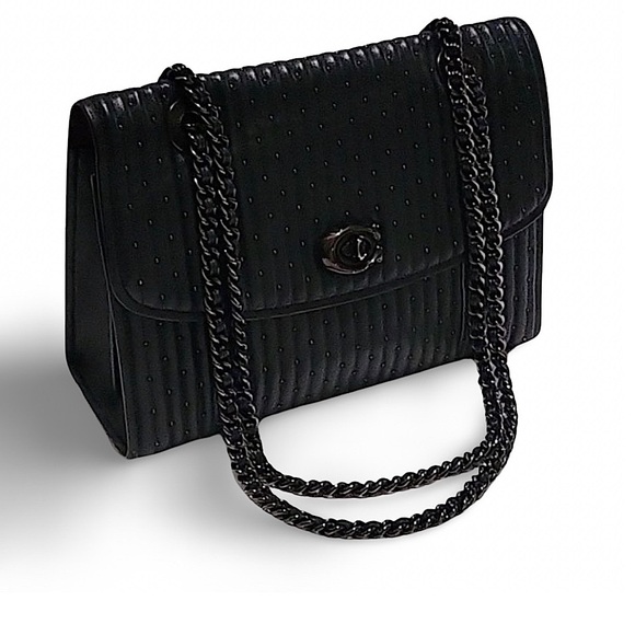 Coach Handbags - ⬇️$175 Coach Parker Crossbody Shoulder Bag Quilting Rivets Black Leather | 26850
